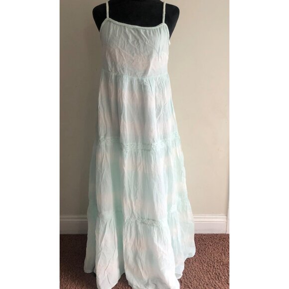 Aerie Light Blue Sleeveless Maxi Dress Adjustable Straps & Tiered Skirt Large - Picture 1 of 13